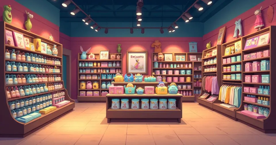 Loja temática com produtos de animações da Disney
