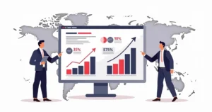 Gráficos de desempenho financeiro da Latam Airlines em estilo corporativo